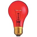 Satco S6080 25 Watt A19 Incandescent Light Bulb, Transparent Red