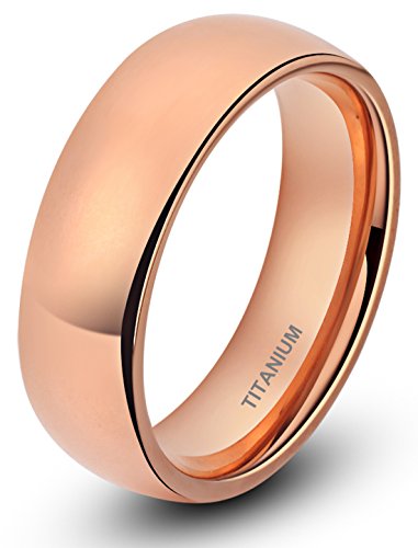 Titanium Ring for Men Women Rose Gold Plated Classic Wedding Band 6mm Wide