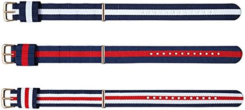 TWOK IIK Generic Men's/Women's Nylon Watchbands [12MM/18MM/20MM,3PCS-Black/Red;White /Red;Black / White] (12MM)