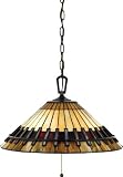 Quoizel TF489PVB Tiffany 12-Inch Pendant with 3-Lights with 160-Piece of Tiffany Glass Shade, Vintage Bronze