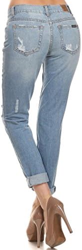 American Blue Women's Loose Fit Rolled Up Ripped Boyfriend Distressed Jean Size 5