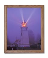 Lighthouse Lake Night Ocean Landscape Home Decor Wall Picture Oak Framed Art Print