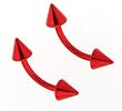 Anodized Red Titanium Eyebrow Spikes - 16g - 11mm x 4mm Spike (Sold as Pair)