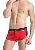 DOOXIUNDI 男性のポリエステルの何気ない日常の矢印の表のタイのボクサーブリーフ (L, レッド) [並行輸入品]