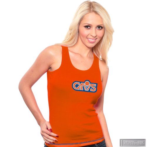 Cleveland Cavaliers Orange Retro Tank Top with Swarovski Crystal Necklace by Majestic Threads