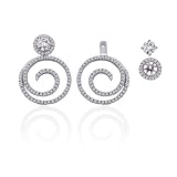 14K White Gold 1 ct. Diamond Detachable Swirl Design Earring Jackets