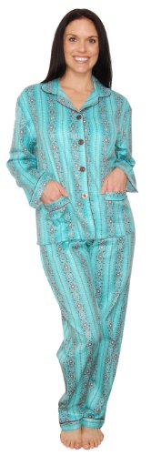 bSoft Women's Bamboo Flannel Classic Button Up Pajamas