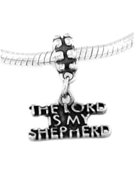 Sterling Silver The Lord is my Shepherd Dangle Bead Charm