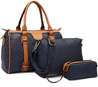 ETrade Women 3 Piece Tote Bag Pu Leather Handbag Clutches Purse Bags - Blue