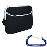 Barnes and Nobles Nook eBook Neoprene Glove Series Zipper Case Cover (Black) and Free Carabiner Key Chain