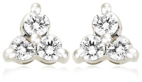 14k Rose, Yellow, or White Gold 3-Stone Diamond Stud Earrings (.24 cttw, J Color, I2 Clarity)