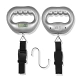 Portable Silver Tone Electronic Precision Home Kitchen Scales Luggage Baggage Suitcases Mailing Package Fishing Weight Weigher Balance With LCD Display 120 lbs (55 kg) Ergonomic Hand Held Grip & Strap Hook