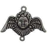 Blue Moon Angel Metal Pendant, Angel Head, Oxidized Silver, 1/Pkg