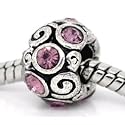 Believe Beads © 1 X Spacer with Purple Stones Charm Bead will fit pandora/troll/Chamilia Style. Slide on slide off