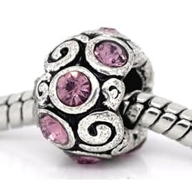 Believe Beads � 1 X Spacer with Purple Stones Charm Bead will fit pandora/troll/Chamilia Style. Slide on slide off