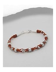 Brown Cotton Waxed Thread Bracelet In 92.5 97