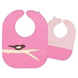 Mally Bibs - Reversible Leather Bird on Twig Bib Bubblegum Pink