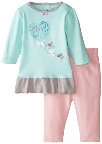 BON BEBE Baby-Girls Newborn Love and Bows 2 Piece Dress Set, Multi, 0-3 Months