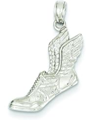 14K White Gold Running Shoe with Wings Pendant Jewelry