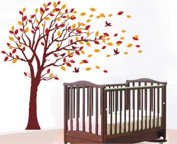 Peel N' Stick Extra Large Tree Red Orange Yellow Wall Décor Sticker for Home