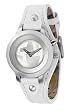 Fossil Womens BG2199 White Leather Strap Silver Big Tic Analog-Digital Dial Watch