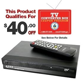 Apex DT502 Digital TV Converter Box with Remote Control - NTSC to ATSC, Coax, Composite... by Apex