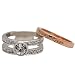 Double Crystal Love Silver and Rose Tone Stackable Ring Set