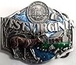West Virginia 3-D State Enamel Pewter Belt Buckle
