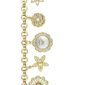 AK Anne Klein Ladies Gold-Tone Charm Bracelet Watch #10-8222CHRM by AK Anne Klein