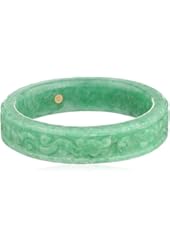 Carved Green Jade Slip-On Bangle Bracelet