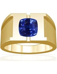 14K Yellow Gold Cushion Cut Blue Sapphire Solitaire Ring (GIA Certificate)
