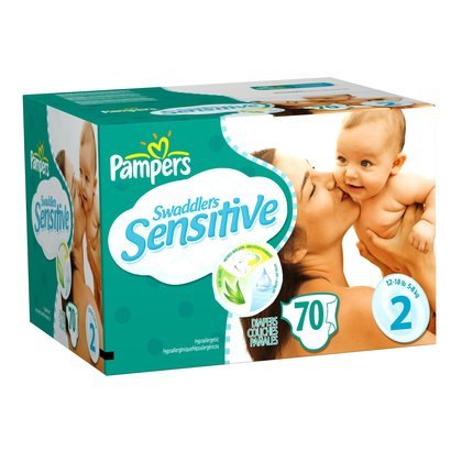Pampers Swaddlers Sensitive Diapers, Size 2, 12-18 lbs - 70 Count