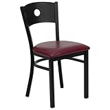 HERCULES Series Black Circle Back Metal Restaurant Chair - Burgundy Vinyl S ....