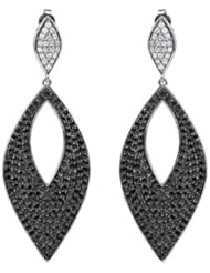 Genuine Black Spinel & Diamond Earrings Sterling Silver 1/2 Ct Tw/Pair Genuine Spinel And Diamond Earrings
