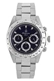 Burgmeister Houston BM212-132 Herren Chronograph Edelstahl blaues Zifferblatt 24h/Tachymeter doppelte Sicherheitsfaltschließe