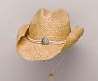 Crushable Raffia Straw Cowboy Hat with Stampede String (Tea-Stained)