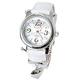 Alessandra Olla Celebrita アレッサンドラオーラ チェレブリタ ハートチャーム本皮ベルトウオッチ クリア×ホワイト