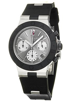 Bulgari ACW38GVD Diagono Silver Tone Dial 18K White Gold and Rubber Men's Automatic Chronograph Watch