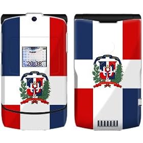 Dominican Republic Flag Design Protective Skin Decal Faceplate for Motorola RAZR V3xx Cell Phone