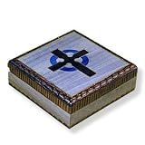 Wooden Box, 5221, Traditional Polish Handcraft, Blue with Celtic Cross
