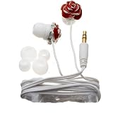 Nemo Digital NF65586-ERE Enamel Flower Earbud (Red with White Wires)