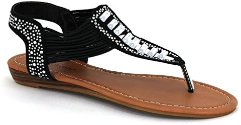 Pierra Dumas Women's Austin Ornament Black Synthetic Sandals 7.5 B(M) US