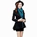 FINEJO Women's Lapel Irregular Hem Wool blends Coat Jacket Blazer
