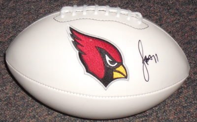 LARRY FITZGERALD SIGNED AUTOGRAPHED ARIZONA CARDINALS LOGO FOOTBALL COA + HOLOGRAM