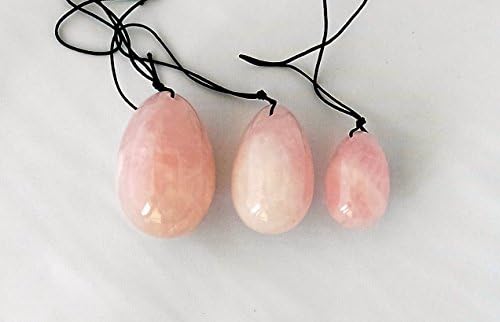 Rose Quartz-Yoni Eggs for Women- Set of Three- Health and Wellness- Kegel Exercise Pelvic Health Drilled with Hole with Pouch