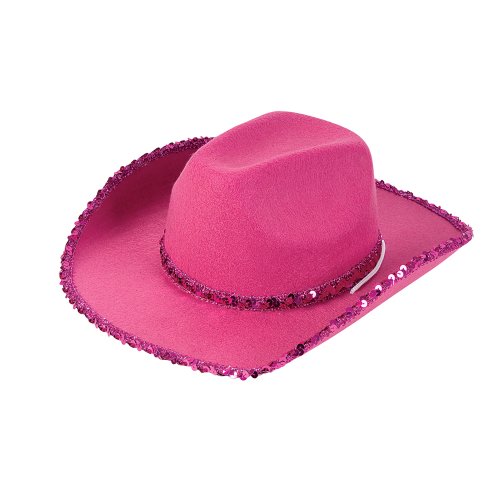 Felt Pink Fuchsia Sequin Cowgirl Hat-Cowboy