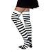 Womens Striped Thigh High Punk Socks - Black/White