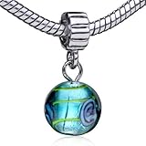 Dangle Charm Murano Glass Turquoise European Bead Fits Pandora Beads