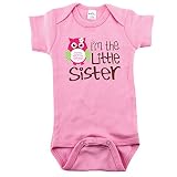 Baby Girl Onesies for Little Sisters, 0-3 Month, I'm the Little Sister with Owl
