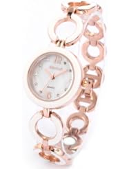 WEIQIN Steel Chain Analog Crystal Lady Rose Gold Bracelet Quartz Wrist Watch WQI048
